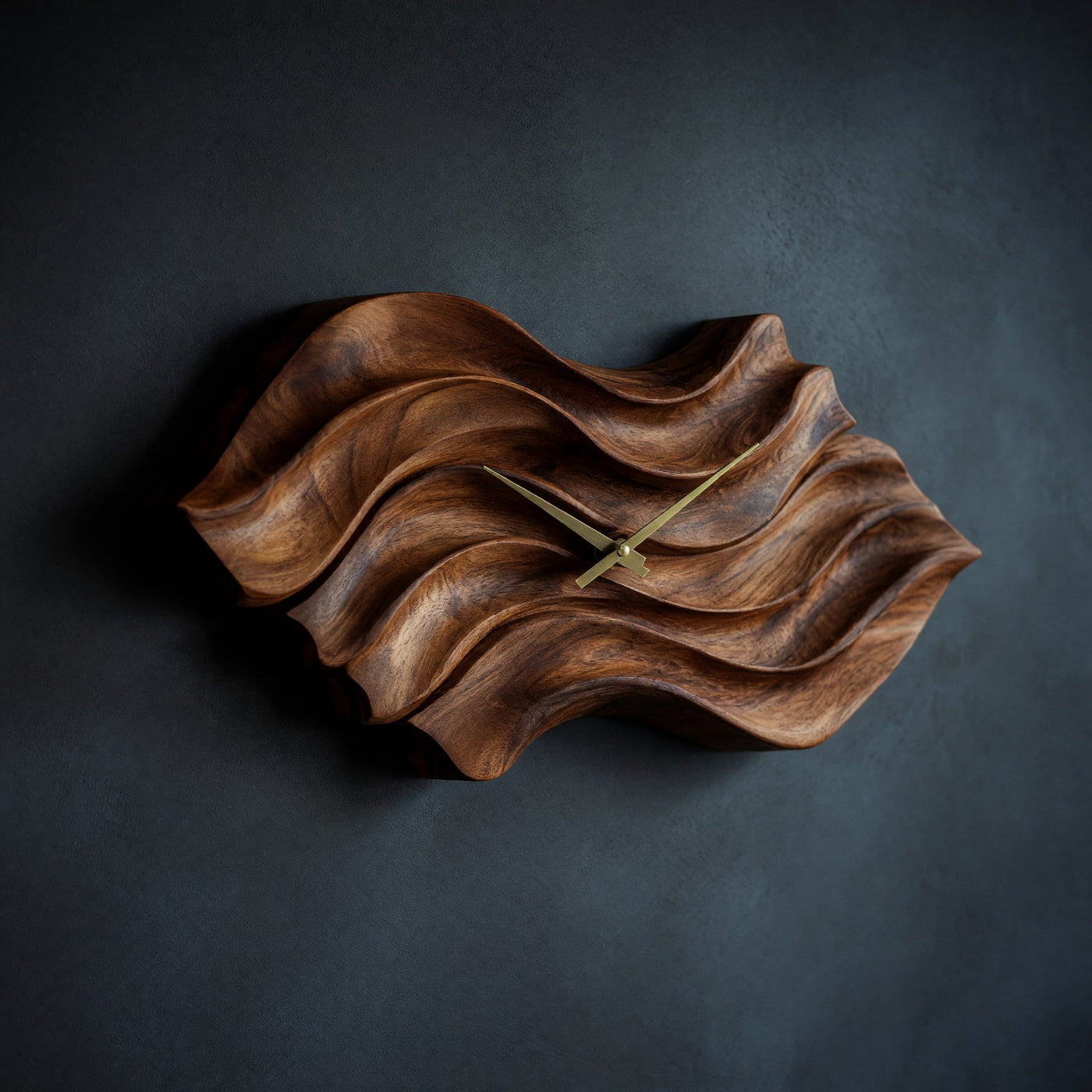 Solid Wood Clock Wall With Organic Wavy Form Bedroom