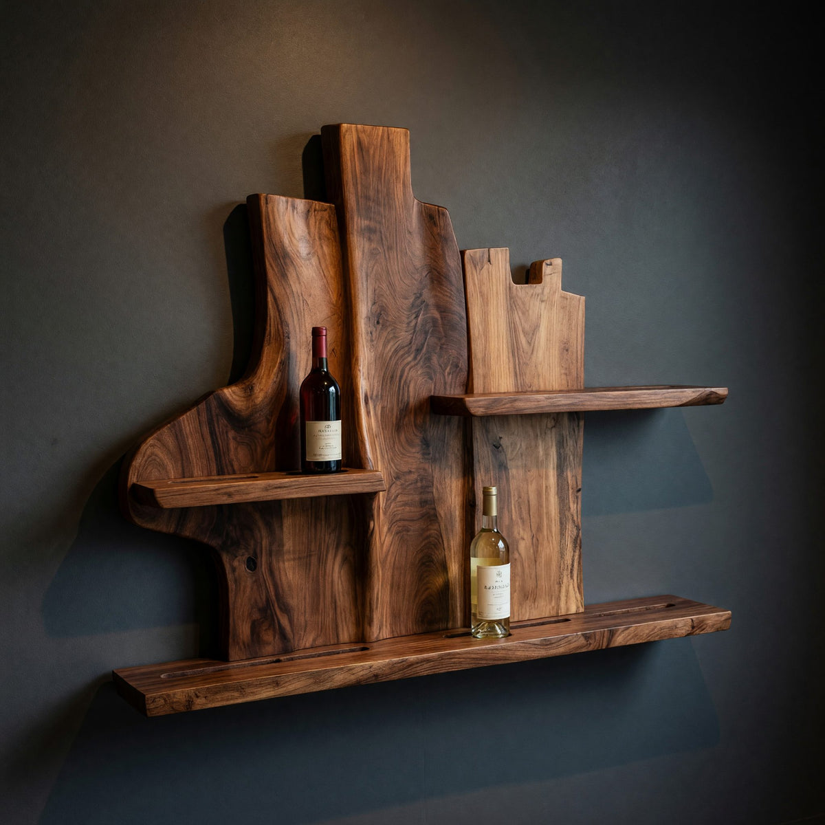 Solid Wood Wine Rack Rustic Wall Winestand Dining Lounge Bottle Showcase