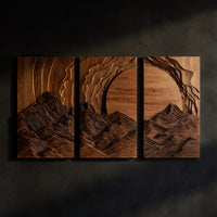 Layered Peaks and Rising Sun Wall Art, Set of Three — view 1