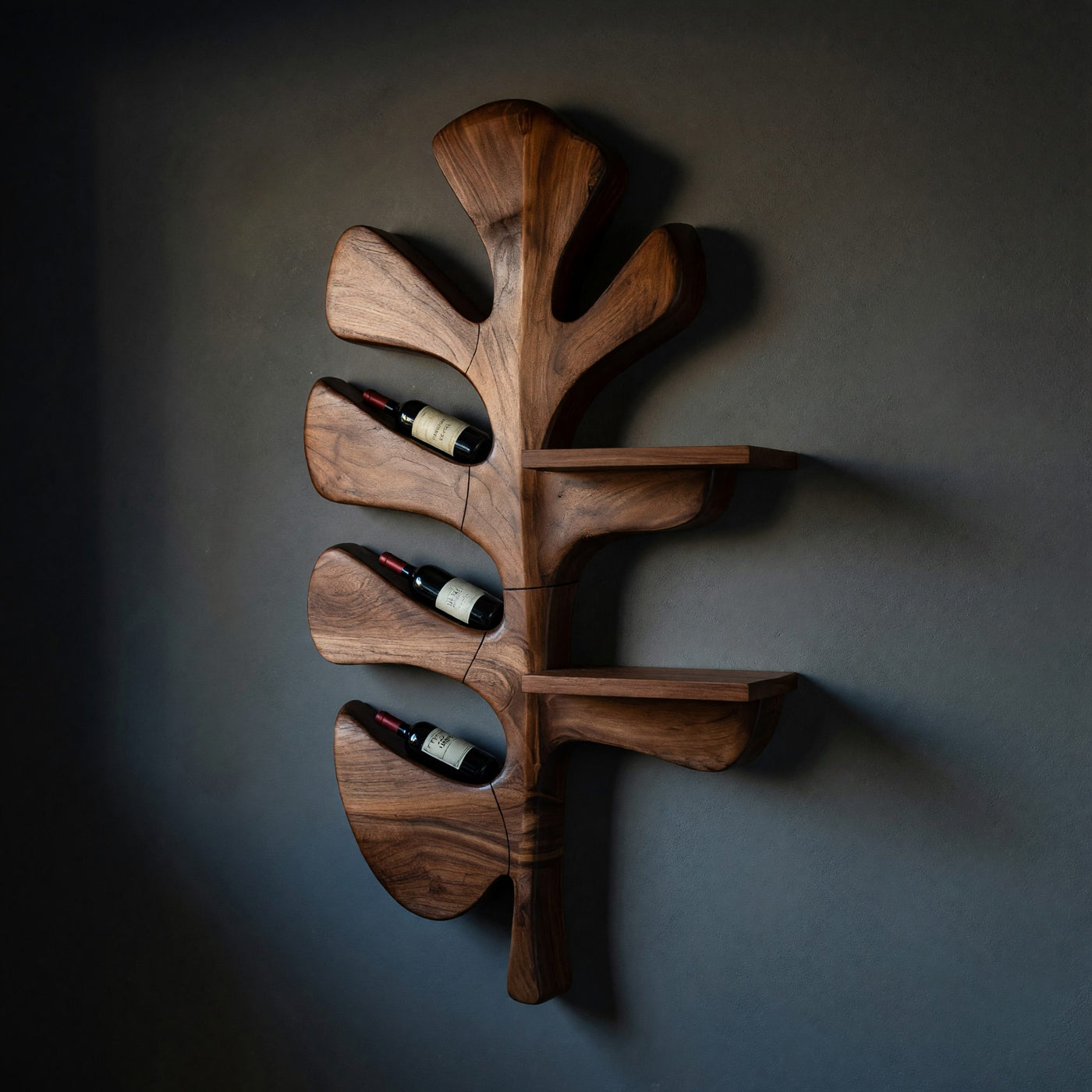 Solid Wood Wine Rack Wall Dining Room Bottle Accent Storage