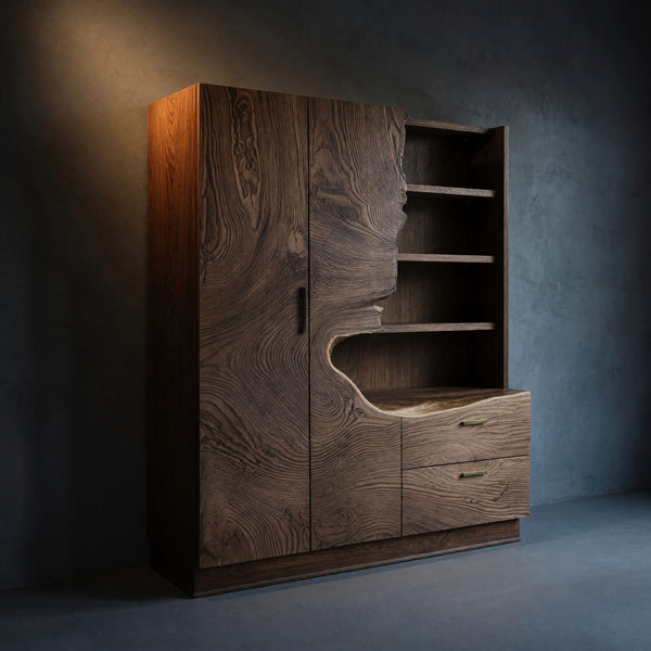 Solid Wood Bar Cabinet With Wine Storage Dining Room