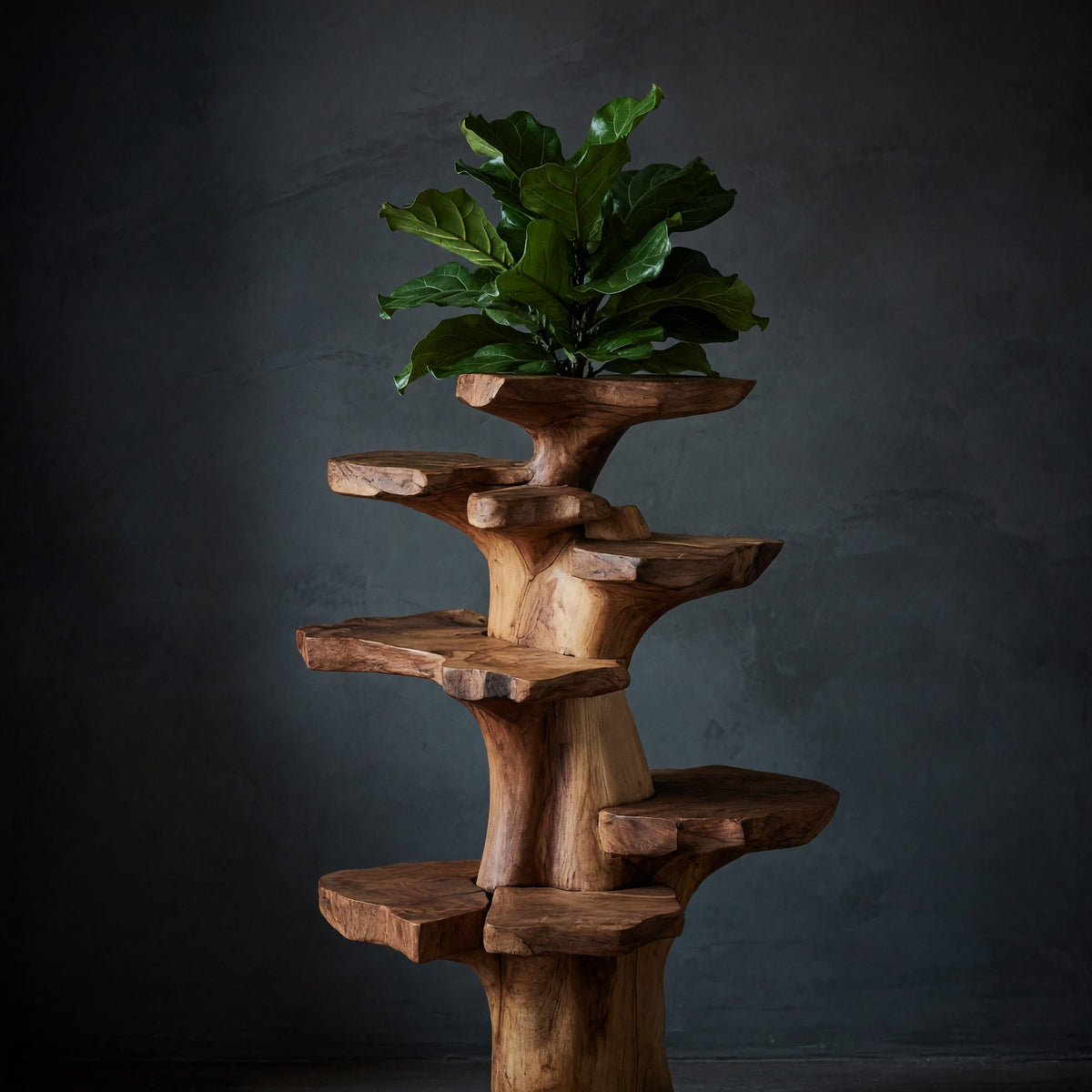Solid Wood Planters Plant Stand With Multi Tier Tree Design Garden