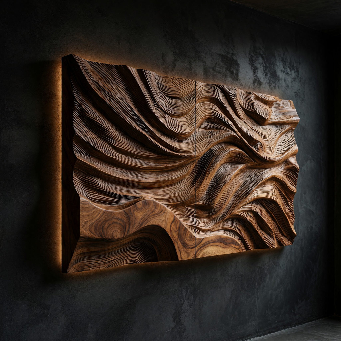 Windswept Ridge Wall Panel for a Dark Modern Lounge