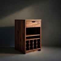 Solid Wood Bar Cabinet Wine With Bottle Shelves Drawer Kitchen