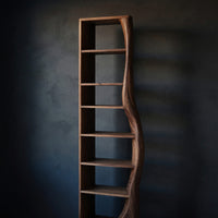 Solid Wood Standing Shelf With Curved Side Living Display