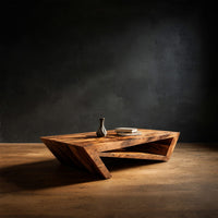 Foldline Coffee Table, Angular Solid Wood Sculpture