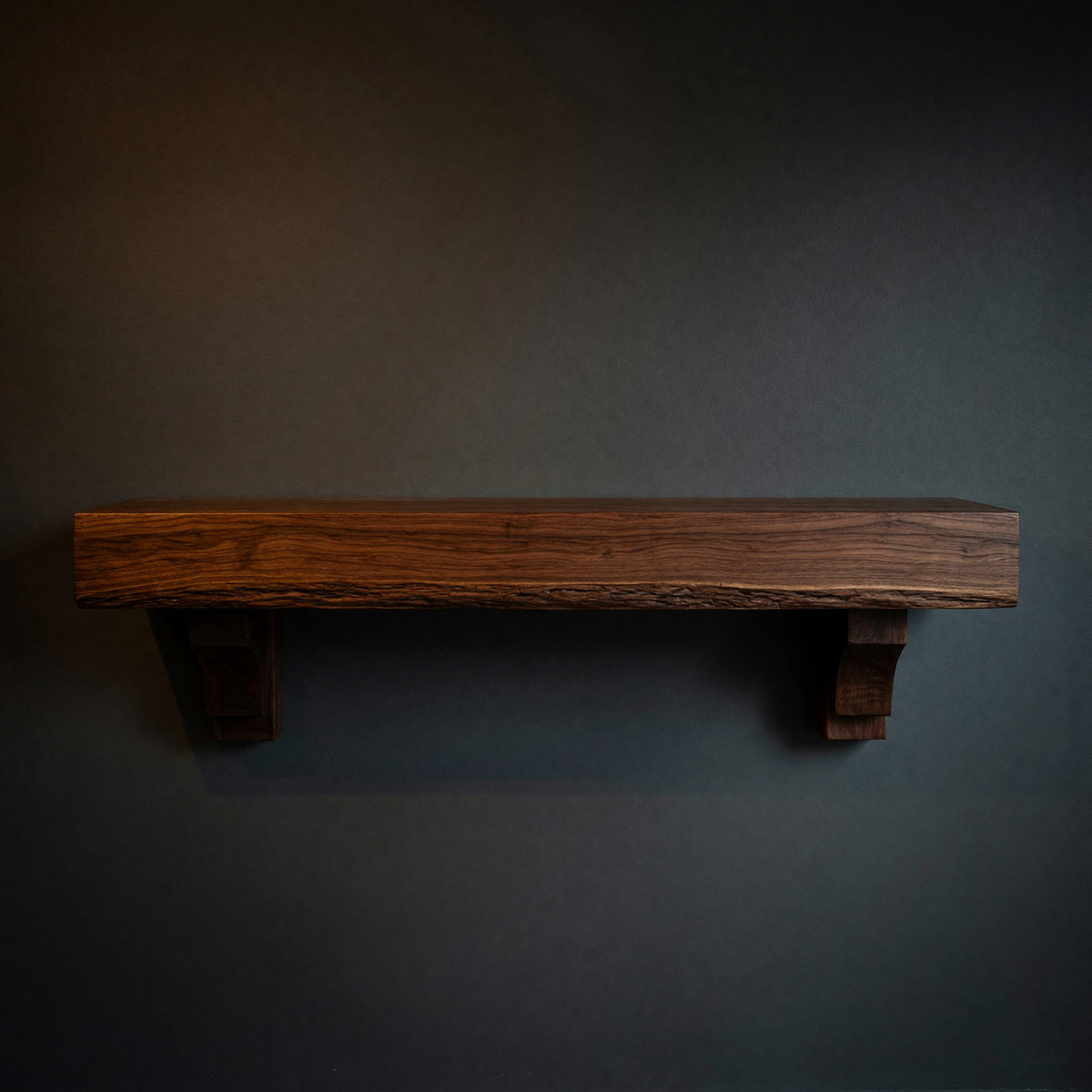 Solid Wood Floating Fireplace Mantel Rustic Live Edge Shelf Living Room