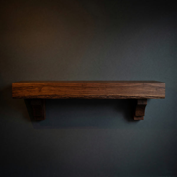 Solid Wood Floating Fireplace Mantel Rustic Live Edge Shelf Living Room