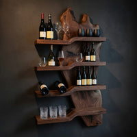 Solid Wood Wine Rack Minimalist Kitchen Wall