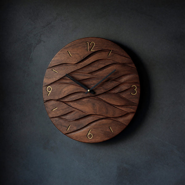Solid Wood Clock Wave Wall Living Room, II