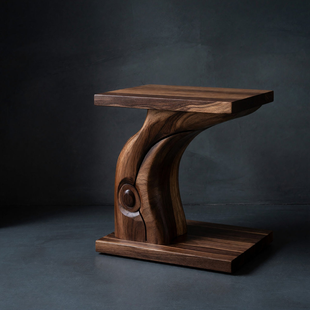 Solid Wood Nightstand Sculptural Bedroom Home