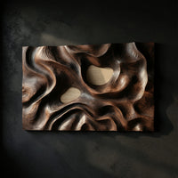 Scorched Walnut Dunes, a Wall Relief With Two Pale Stones — view 1