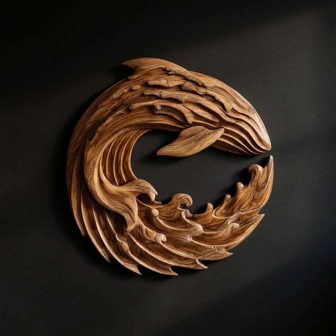 Curled Swell Wave Wall Sculpture in Solid Walnut