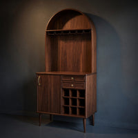 Solid Wood Bar Cabinet Classic Wine With Storage Dining Room