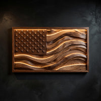 Backlit Wooden American Flag Wall Art, Made to Order — view 1