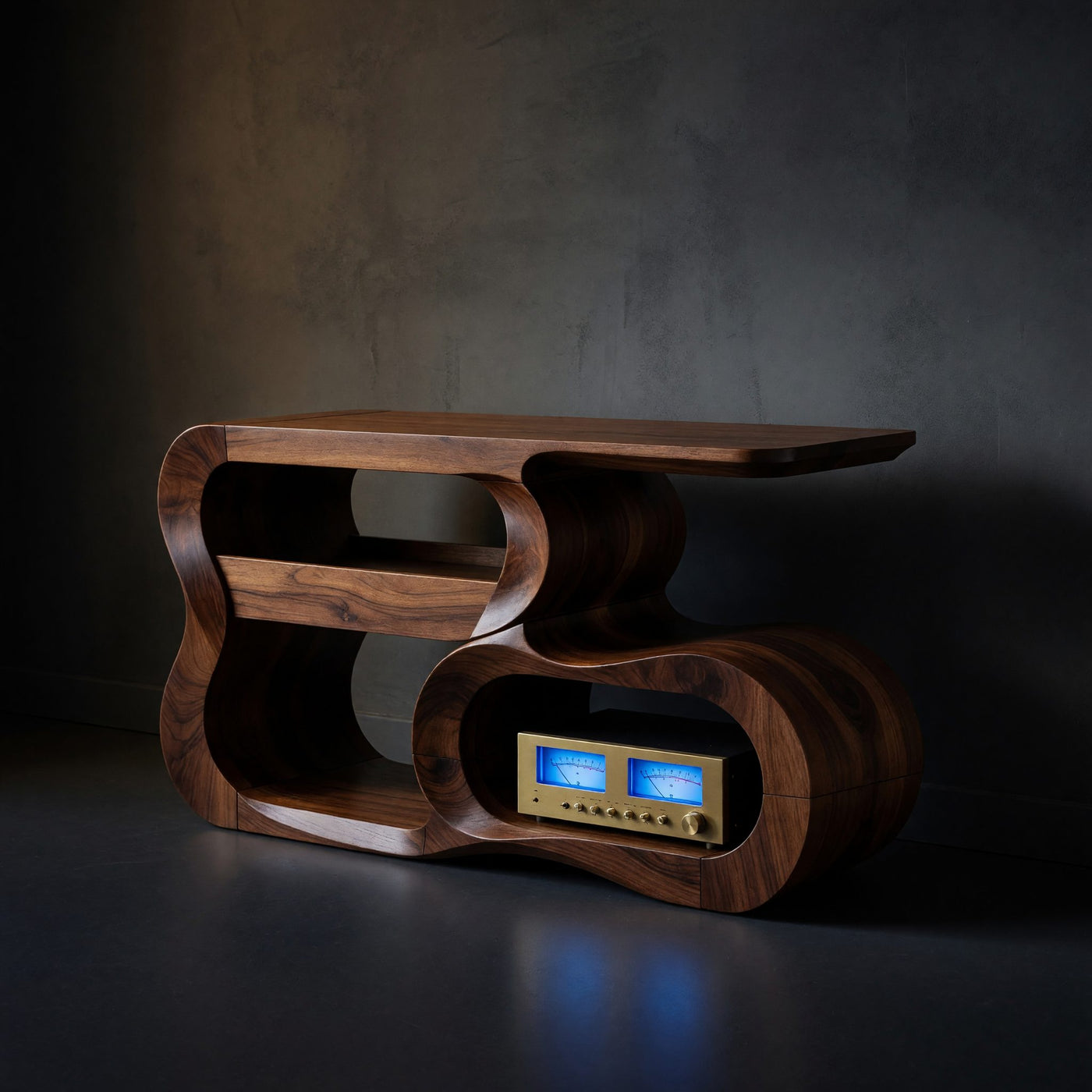 Solid Wood Record Player Stand Vinyl Cabinet Studio Interior Space