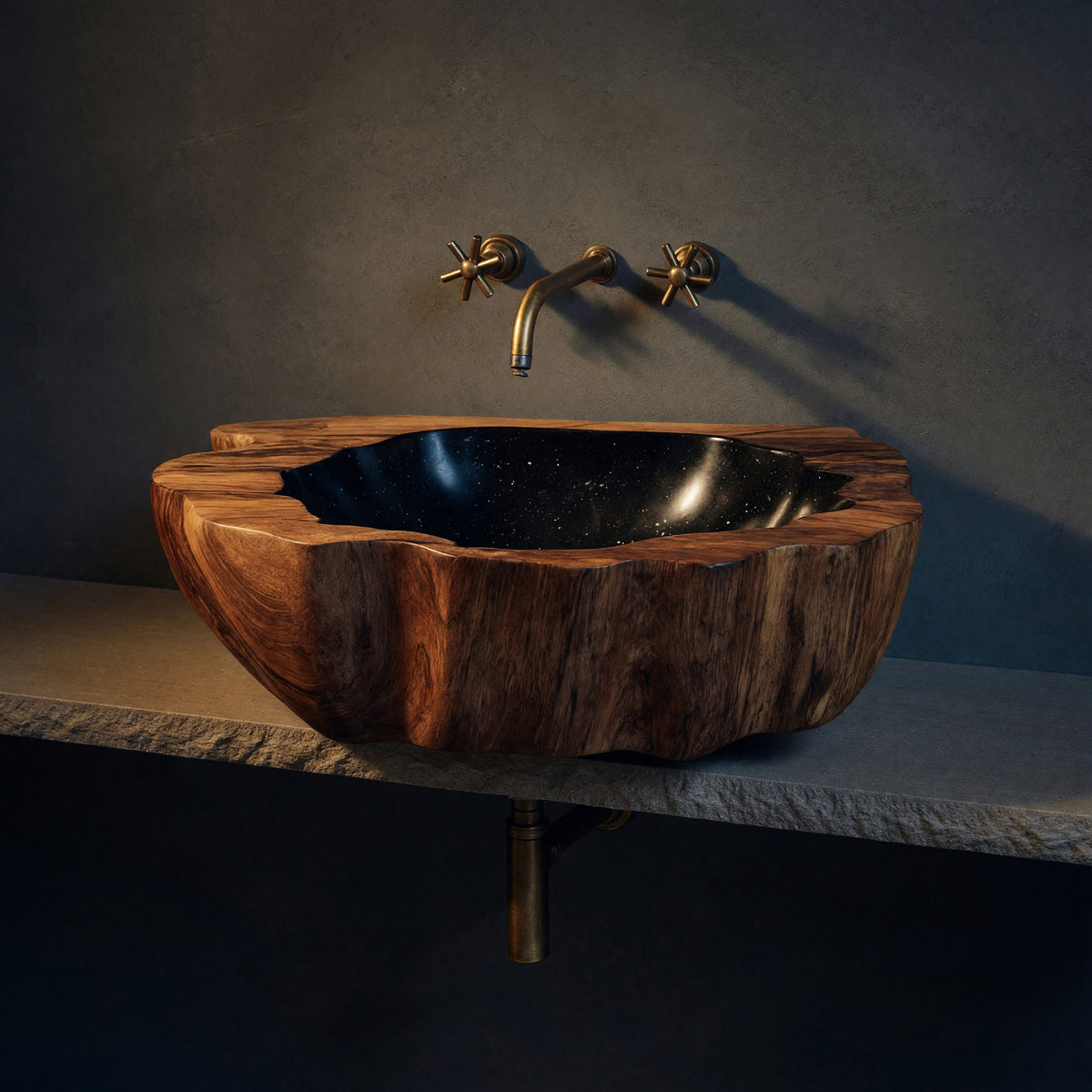 Solid Wood Sink Vanity Handcrafted Wall Mounted Bathroom Custom Bathroom
