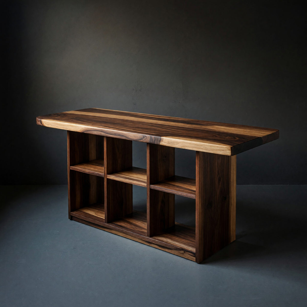 Solid Wood Bar Table Curved With Storage Kitchen Dining Area