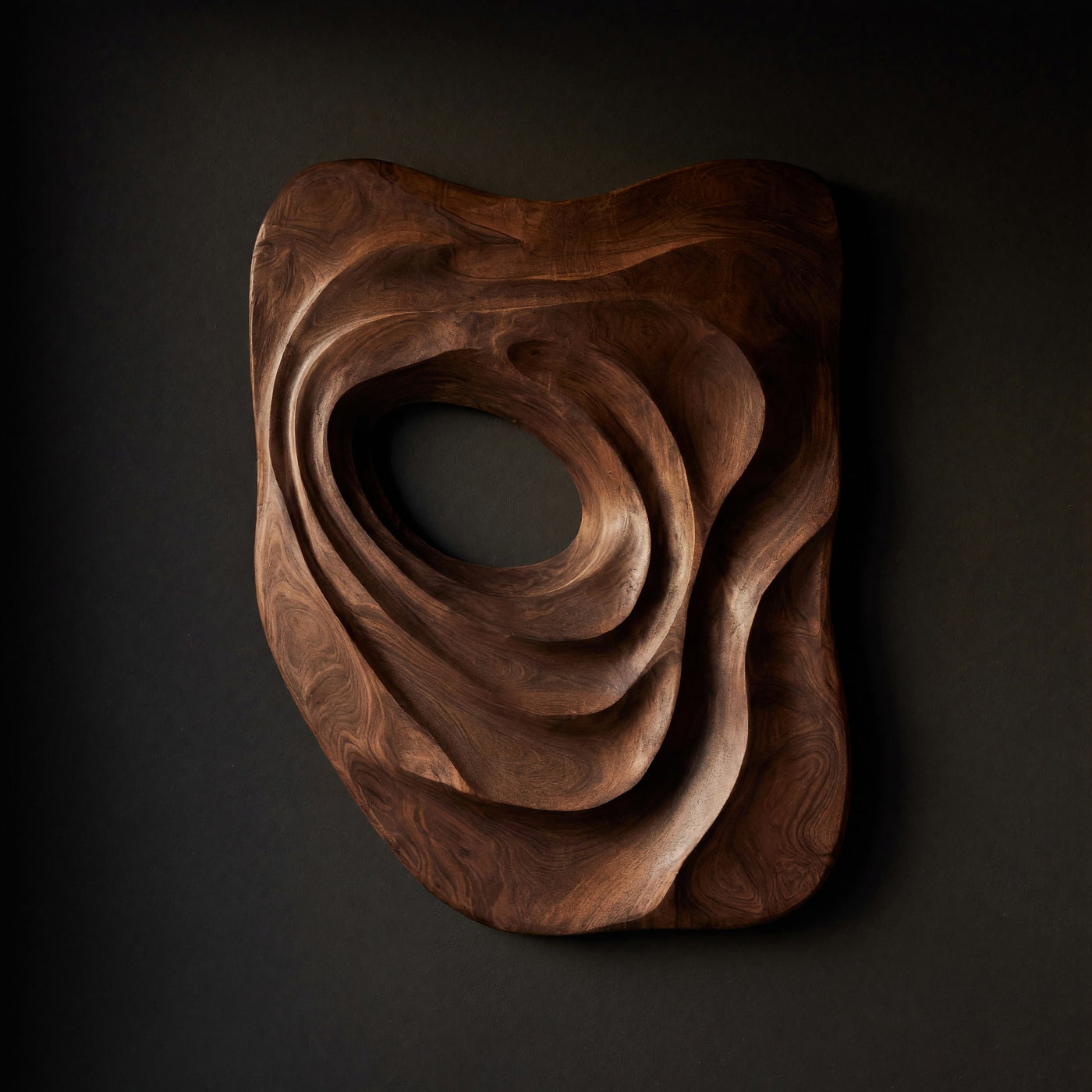 Nested Spiral Walnut Wall Relief with Open Center