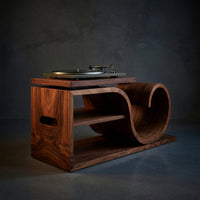 Solid Wood Record Player Stand Japandi Wave Cabinet Wellness Room