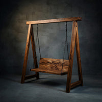 Solid Wood Porch Swing With Backrest Patio