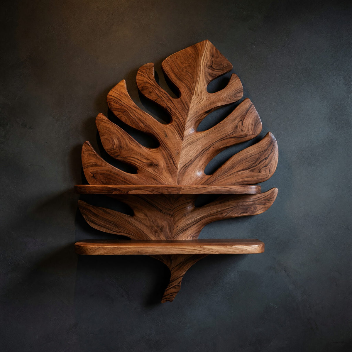 Solid Wood Corner Wall Bathroom Shelf Leaf Spa