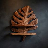 Solid Wood Corner Wall Bathroom Shelf Leaf Spa
