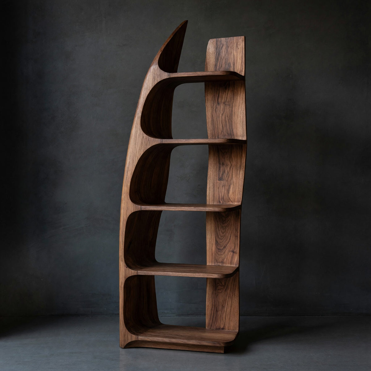Solid Wood Standing Shelf Sculptural Hallway