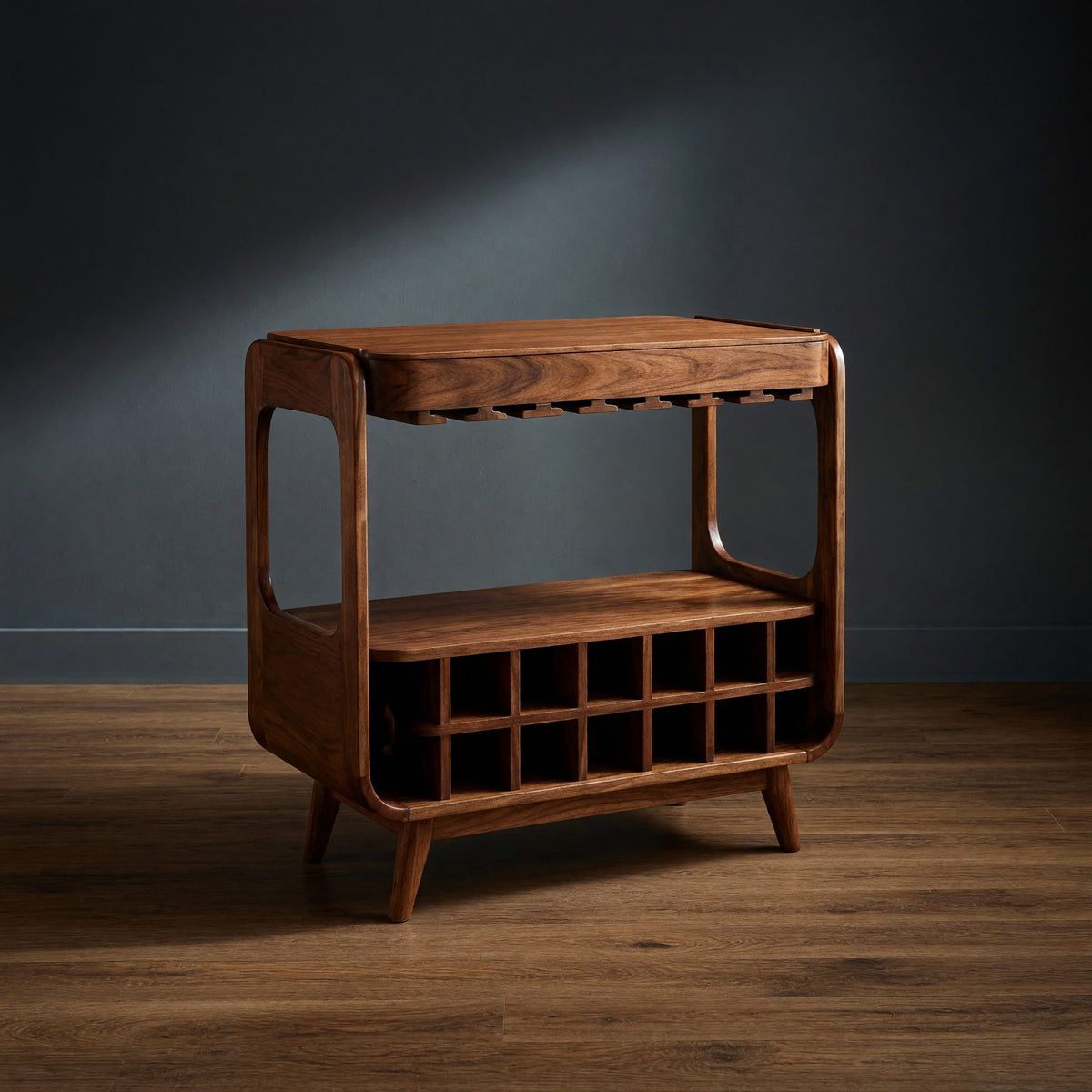 Solid Wood Bar Cabinet Handcrafted Wine With Storage Dining Room