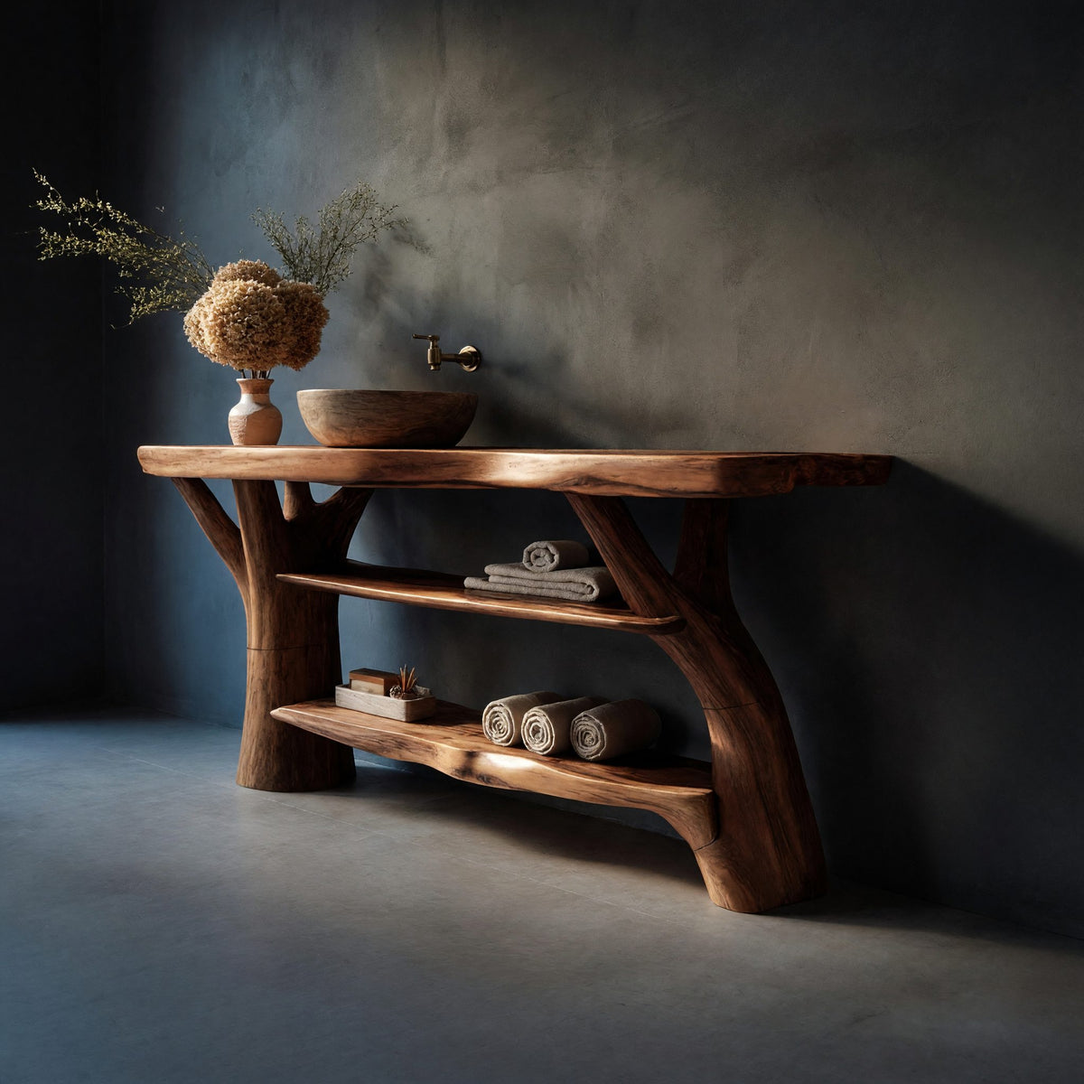 Solid Wood Live Edge Vanity Solid Bathroom Luxury Spa Bathroom
