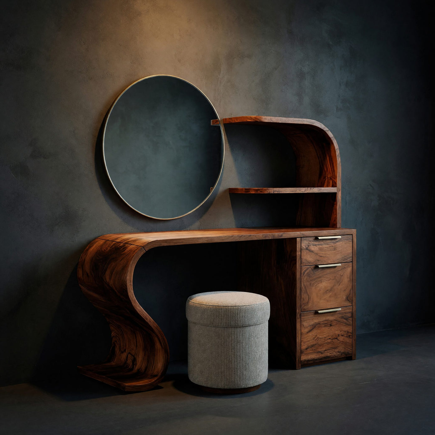 Solid Wood Dressing Table Mid Century Makeup Vanity Bedroom Area Space
