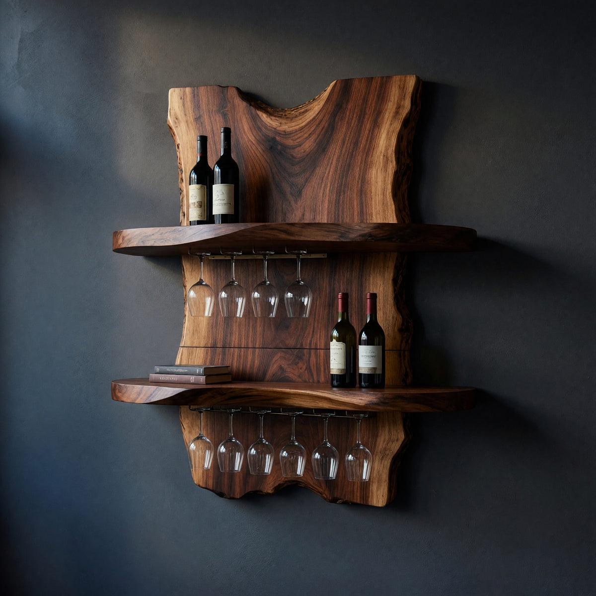 Solid Wood Wine Rack Mid Century Decorative Holder Home Bar