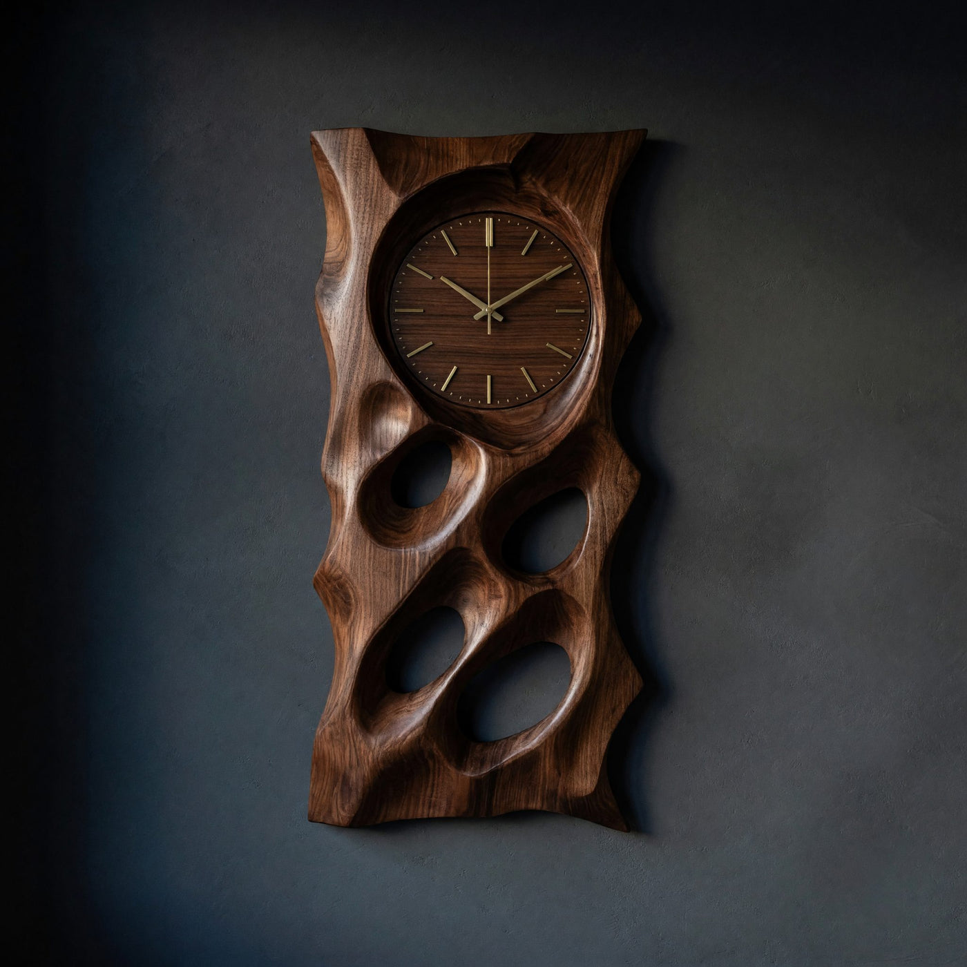 Solid Wood Clock Wall With Hollow Form Living Room