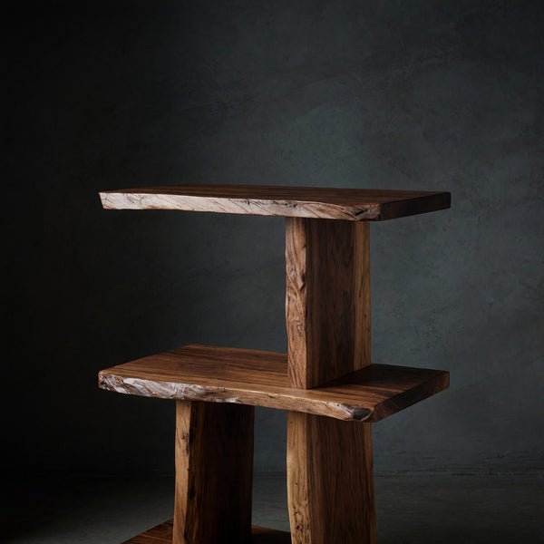 Solid Wood Standing Shelf Handcrafted Live Edge Bedroom Storage