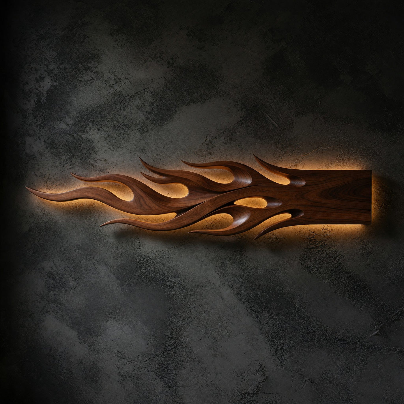 Light Escapes the Beam: Carved Walnut Wall Sculpture