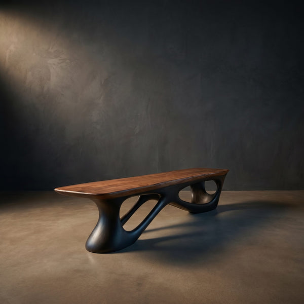 Contemporary Natural Wood Bench For Luxury Window Corner
