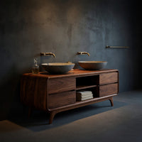 Solid Wood Bathroom Vanity With Drawers Both Sides