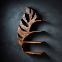 Solid Wood Corner Wall Bathroom Shelf Leaf Mounted Spa