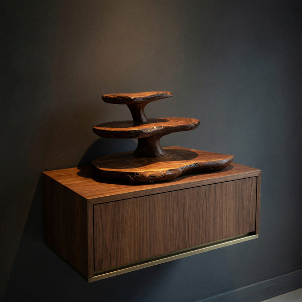 Solid Wood Corner Wall Bathroom Shelf Sculpted Tiered Clean