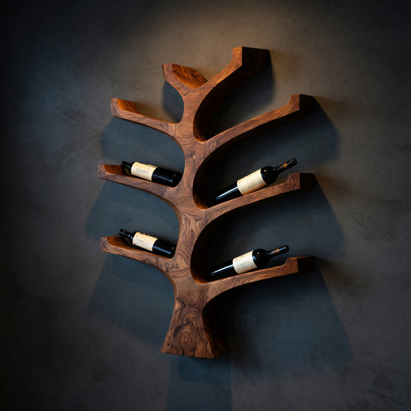 Solid Wood Wine Rack Rustic Wall Mounted Tree Branch Holder Kitchen