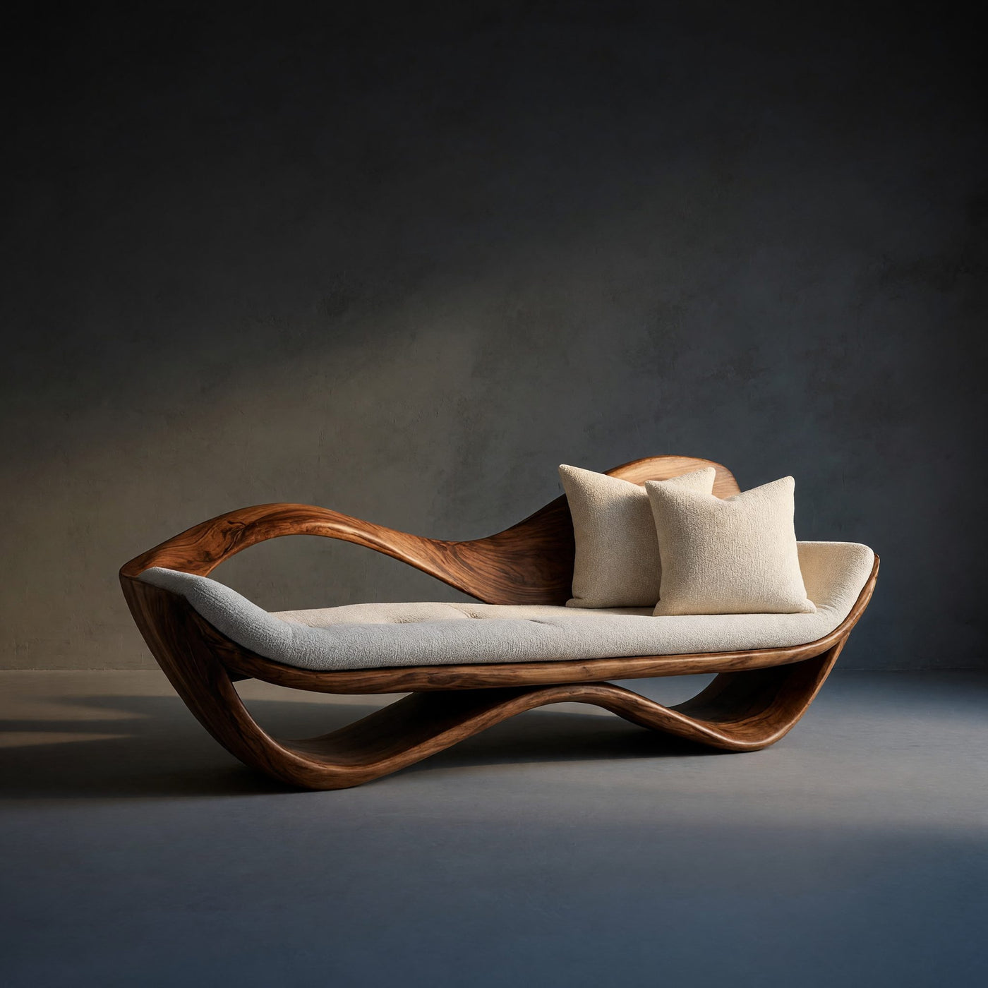 Solid Wood Sofa Luxury Natural With Sculptural Form Living Room