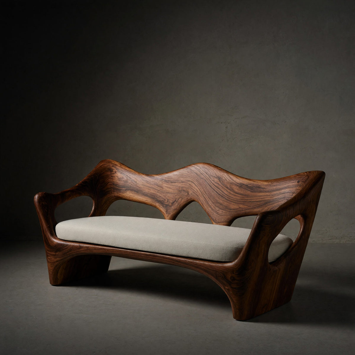 Solid Wood Sofa Artistic With Curved Backrest Home Space