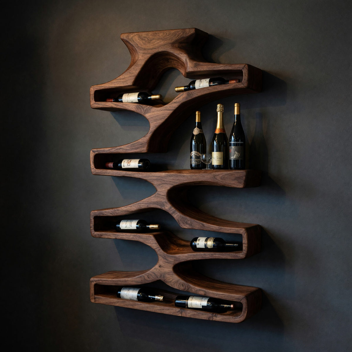 Solid Wood Wine Rack Wall Storage Natural Dining Room