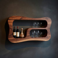 Solid Wood Wine Rack Mid Century Wall Mounted Shelf Entertaining Space