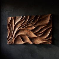 One Teak Slab Carved Into Drifting Leaves, Wall Panel — view 1