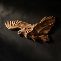 Diving Eagle Wall Sculpture in Pale Honey Hardwood — view 1