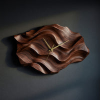 Solid Wood Clock Artistic Wall Wavy Design Living