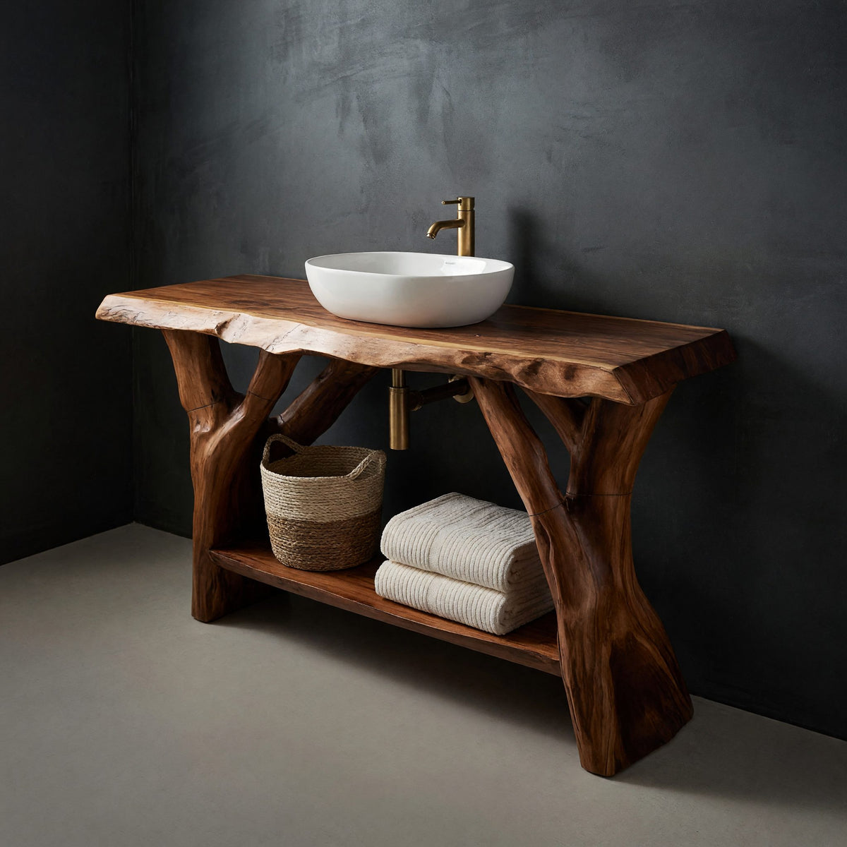 Solid Wood Live Edge Vanity Bathroom Clean Bathroom Layout
