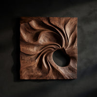 Spiral Vortex Carved Walnut Wall Relief Panel — view 1