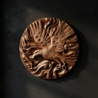 Round Eagle Medallion, Carved Wood Wall Sculpture — view 1